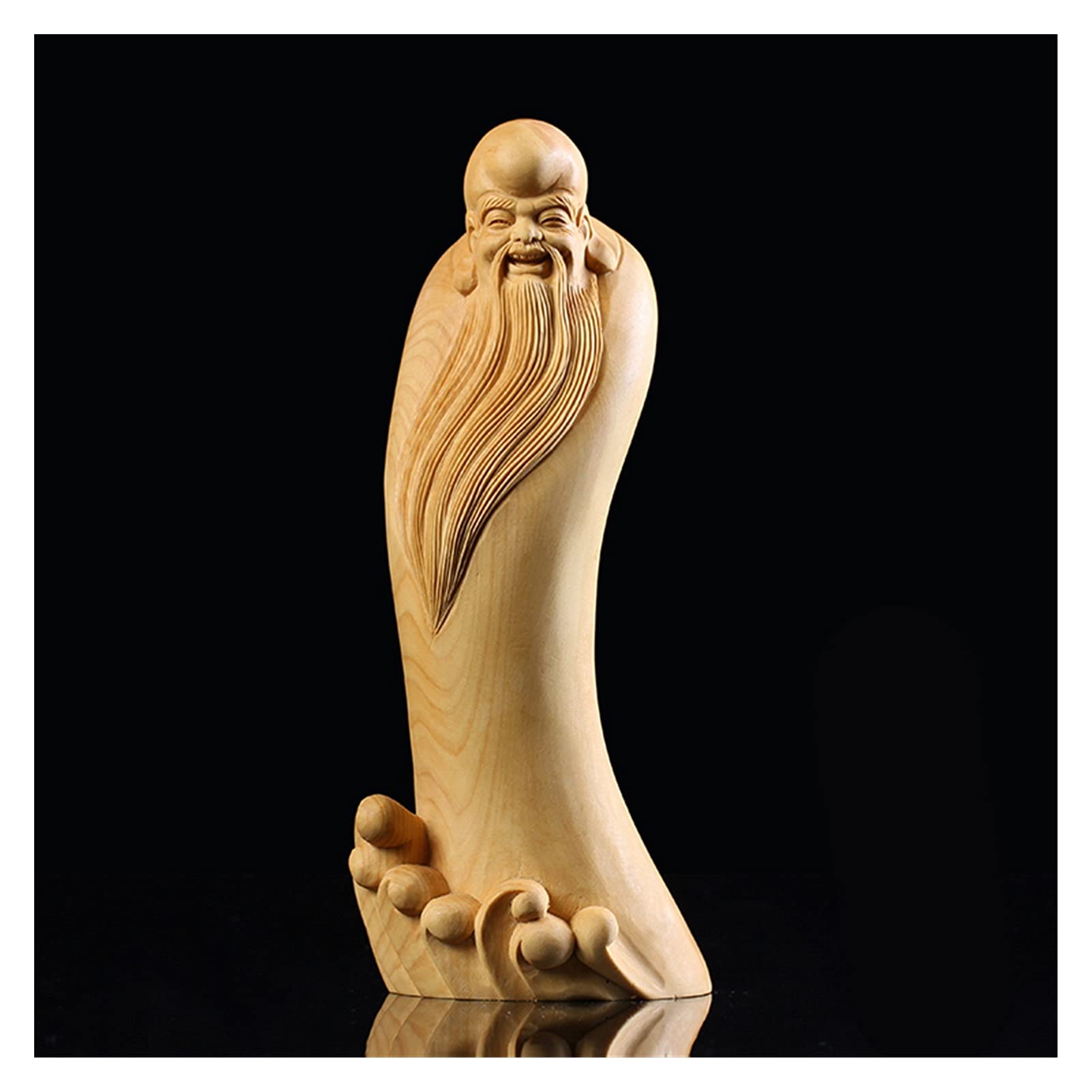 Amazon｜ツゲの木 16cm 18cm 長寿の神の彫刻 木製神話の神の像 ホーム